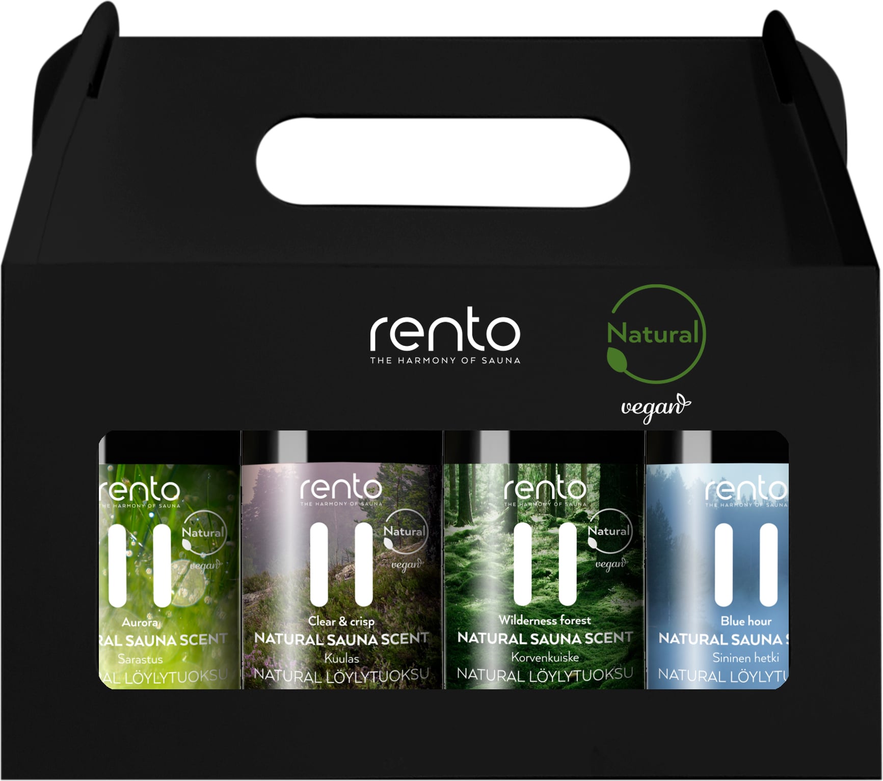 Rento Natural - aurusauna lõhnaainete kinkekomplekt 4 x 100 ml