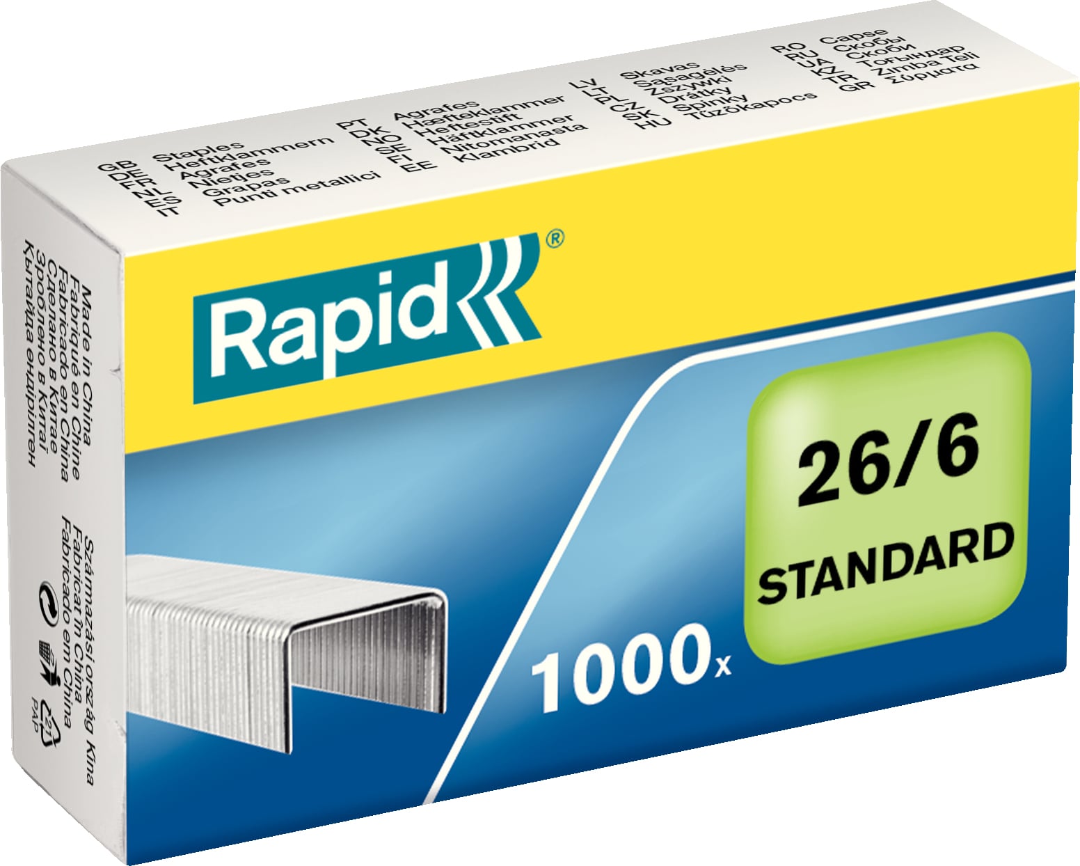 Rapid Standard -klambrid 26/6, tsingitud, 1000 tk